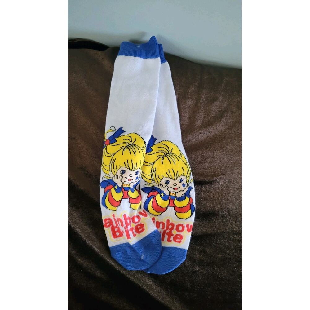 Rainbow Brite Crew Socks Character Graphic White Blue New Without Tags
